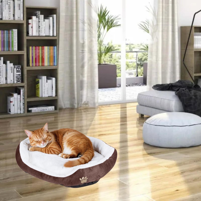 Resulzon Round Dog Cat Beds Mattress Washable Pads Room, Soft Durable Plush Faux Fur Sleeping Pet Fleece Bed Mat for Small Doggy Kitten Puppy, with Anti-Slip Waterproof Bottom (Coffee) - Image 4